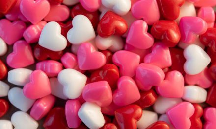 Pile of heart shaped candy